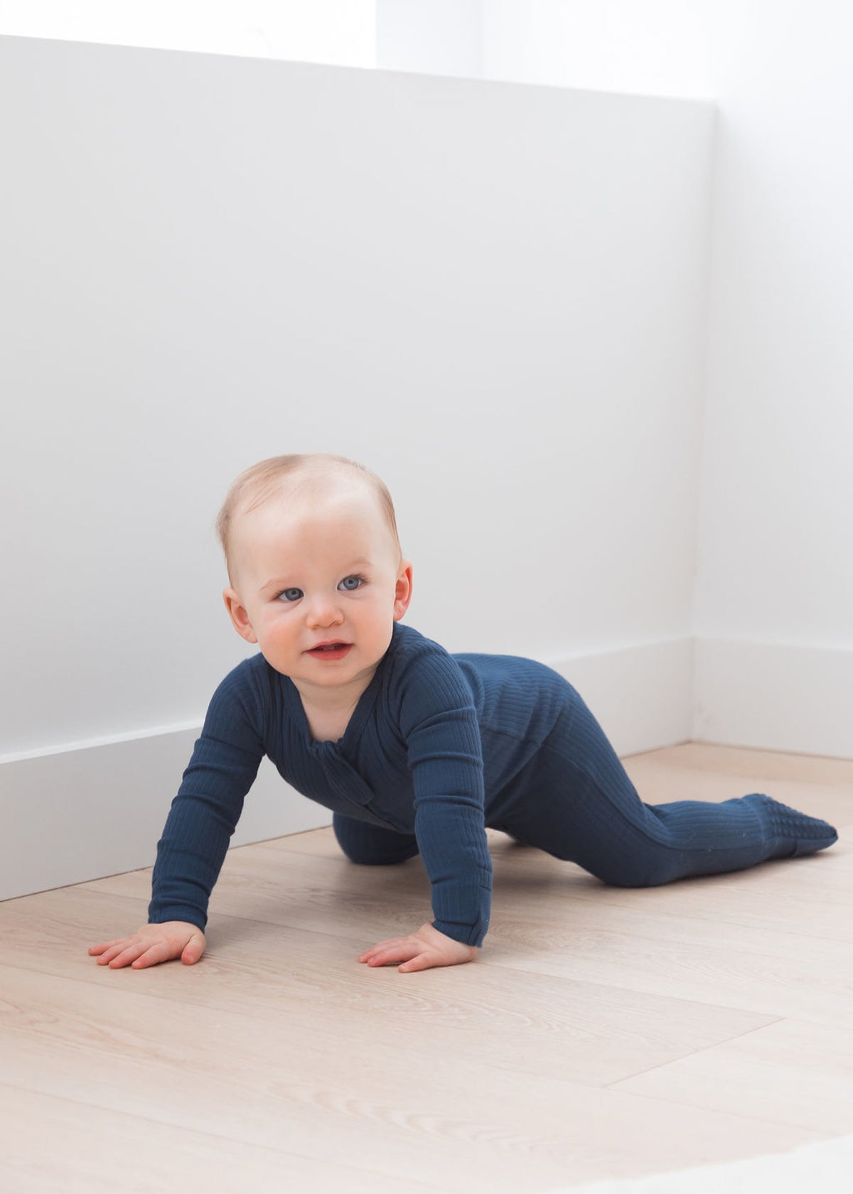 Ribbed Zipper Romper | Navy - Mila & Co.