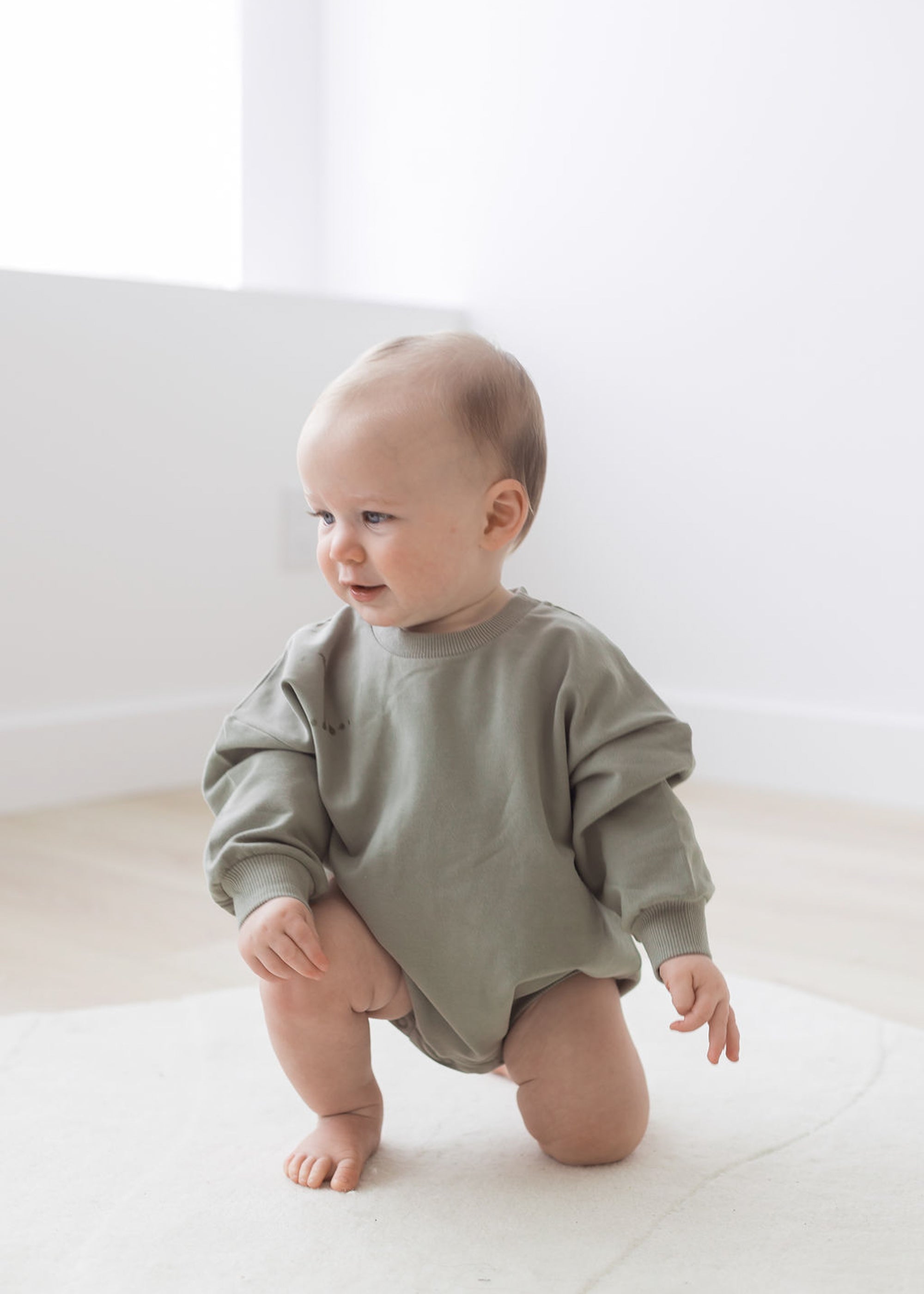 Sweatshirt Bubble Romper | Basil - Mila & Co.