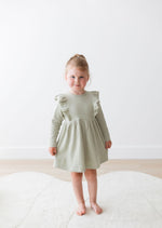 Ribbed Flutter Dress | Pistachio - Mila & Co.