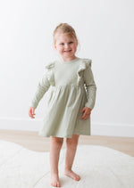 Ribbed Flutter Dress | Pistachio - Mila & Co.