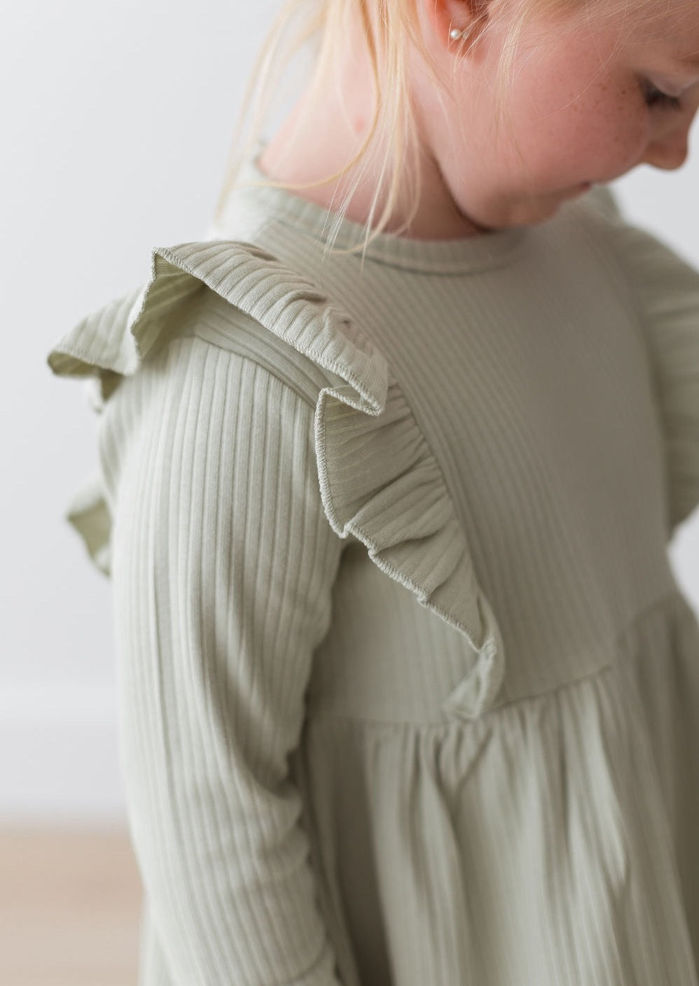 Ribbed Flutter Dress | Pistachio - Mila & Co.