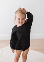 Sweatshirt Bubble Romper | Black - Mila & Co.