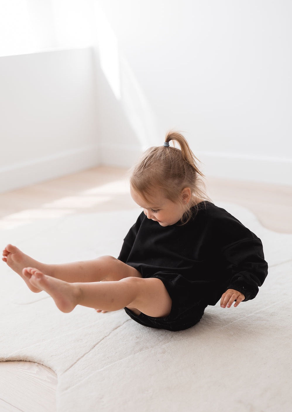 Sweatshirt Bubble Romper | Black - Mila & Co.