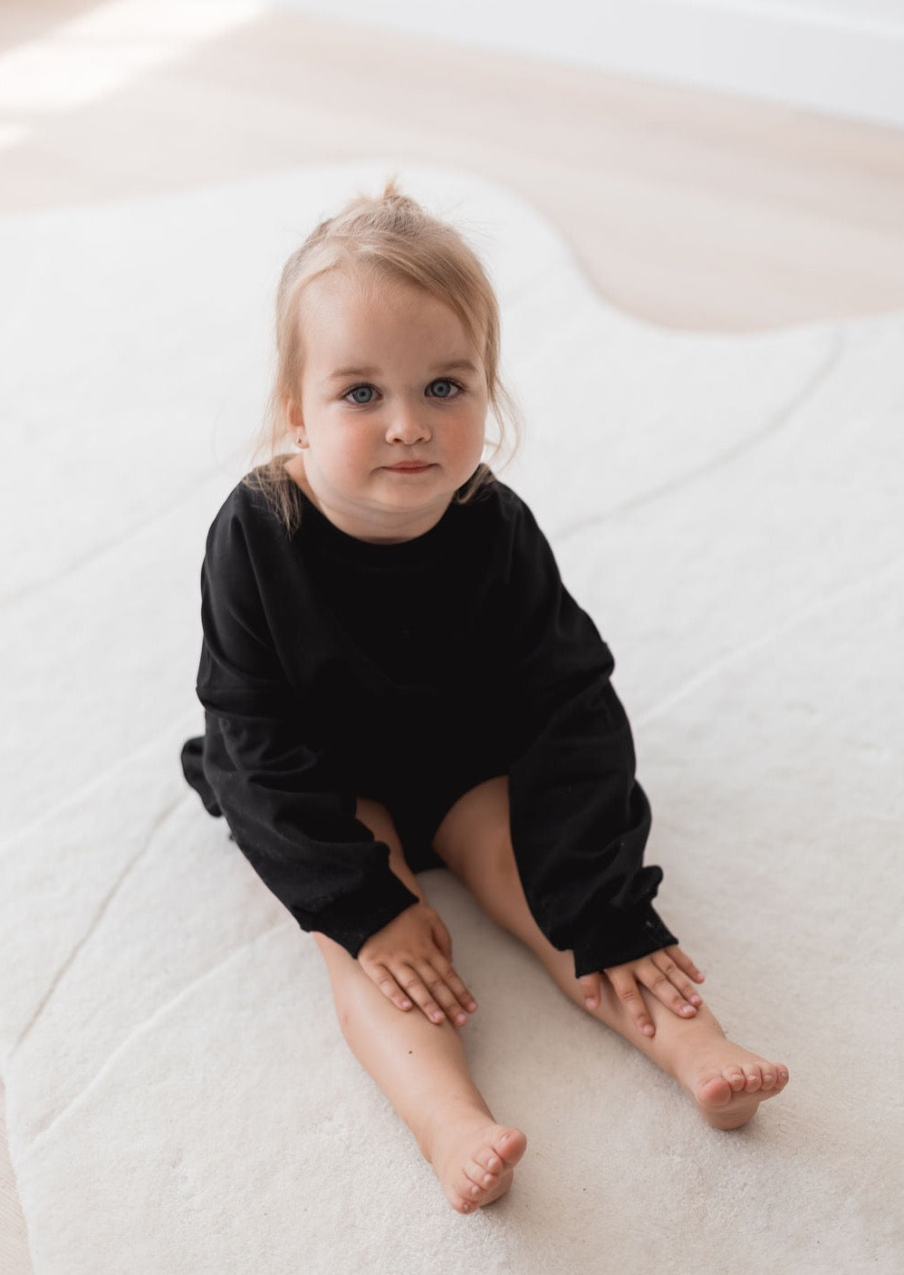 Sweatshirt Bubble Romper | Black - Mila & Co.