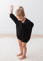 Sweatshirt Bubble Romper | Black - Mila & Co.