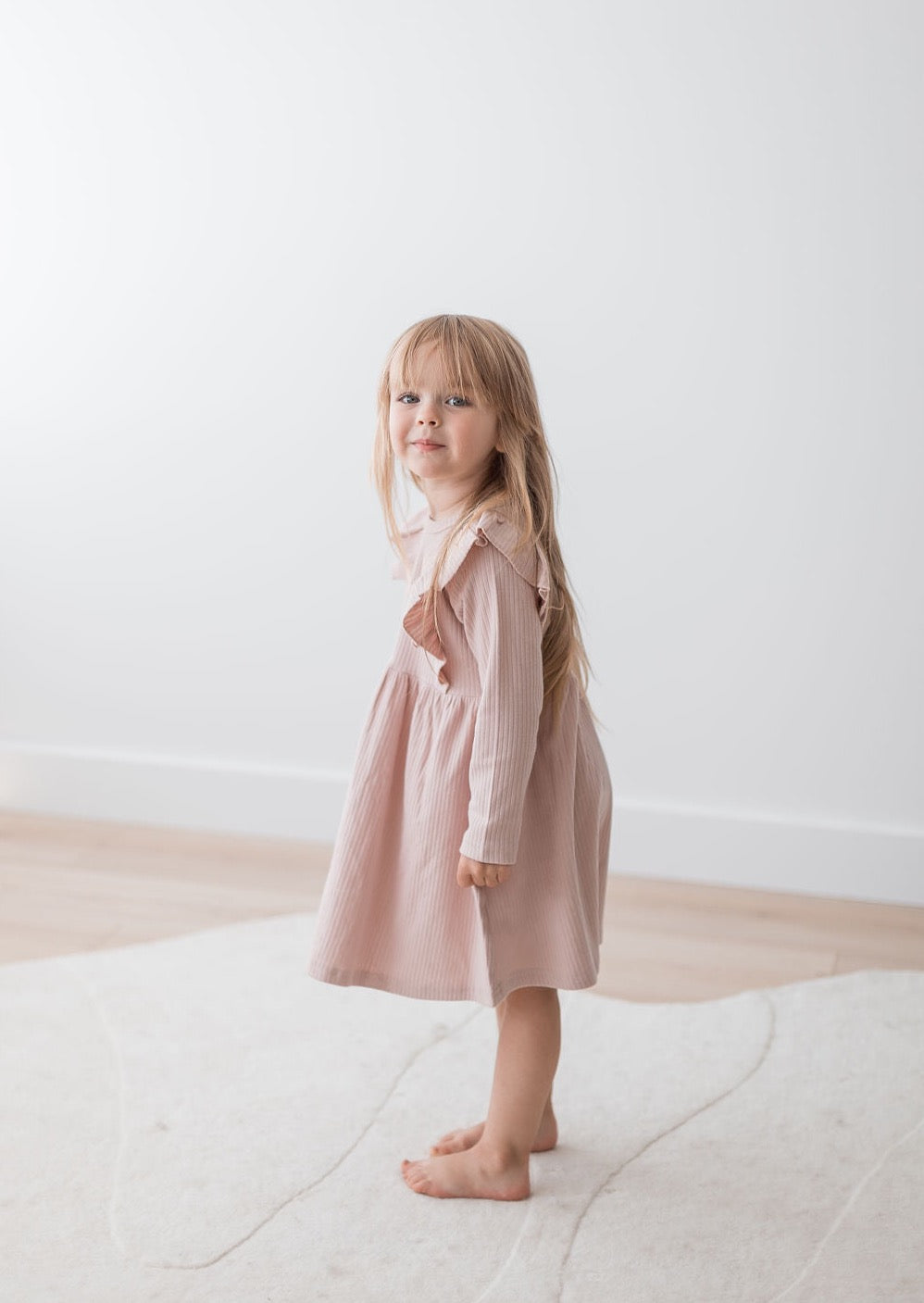 Ribbed Flutter Dress | Blush - Mila & Co.