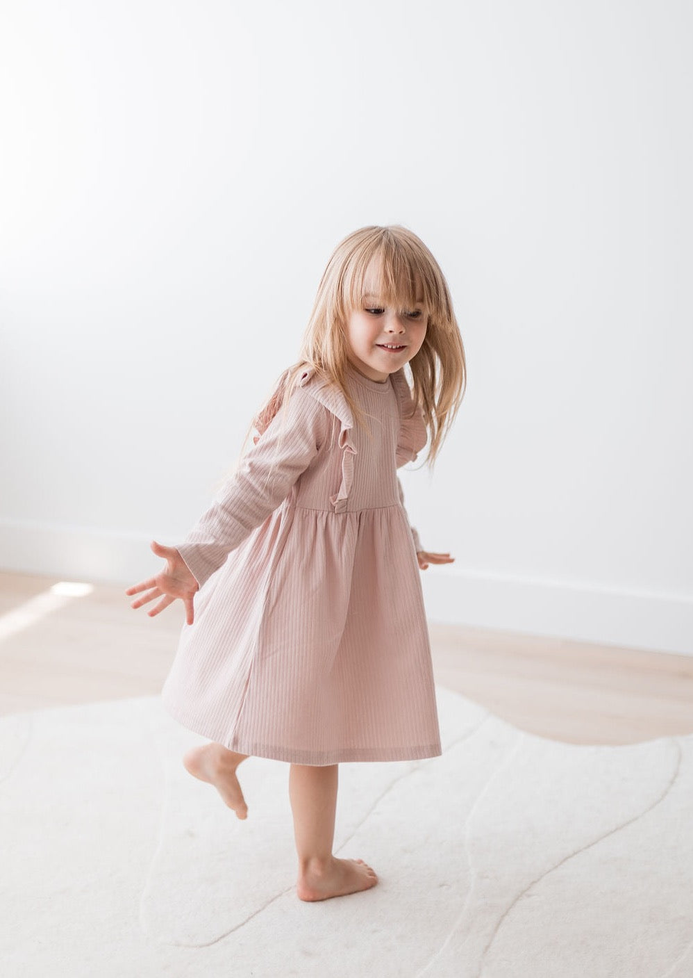 Ribbed Flutter Dress | Blush - Mila & Co.