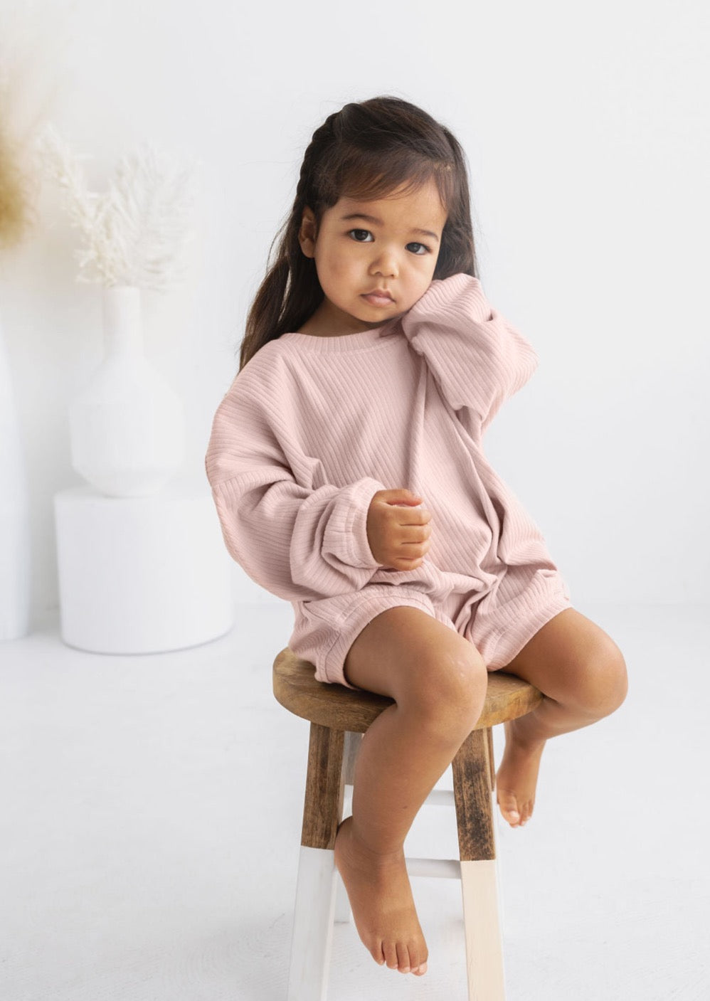 Ribbed Bubble Romper | Blush - Mila & Co.