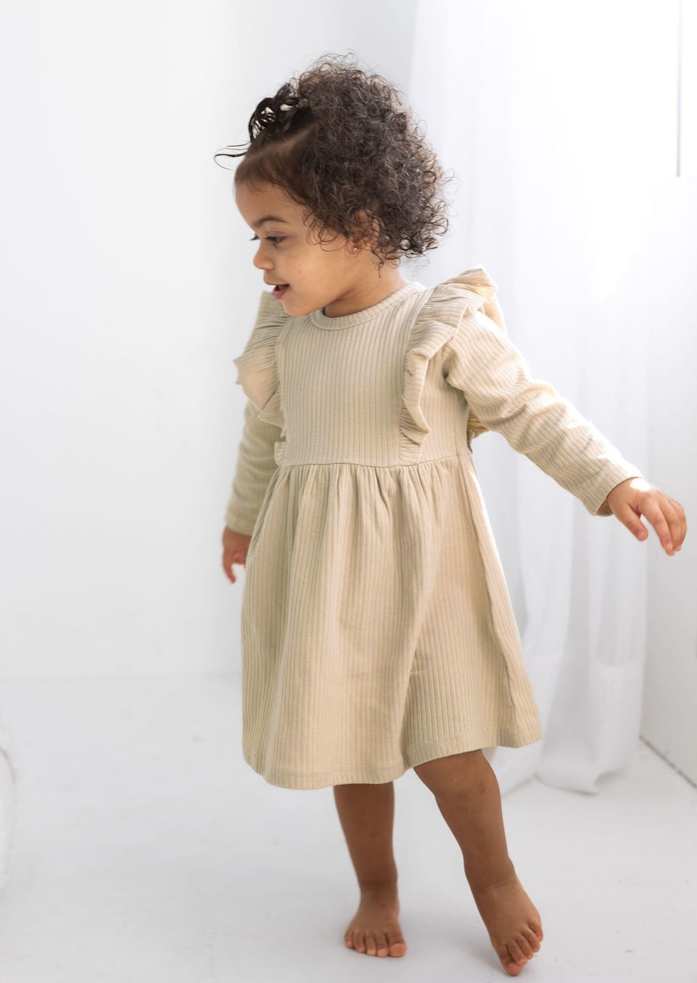 Ribbed Flutter Dress | Honey - Mila & Co.