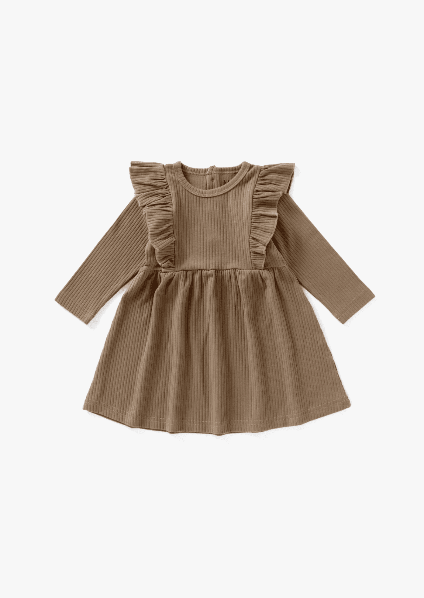 Ribbed Flutter Dress | Cappuccino - Mila & Co.