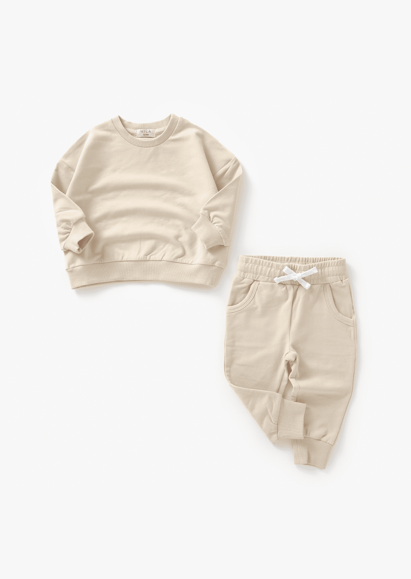 Homey Beige Ribbed Drawstring Joggers