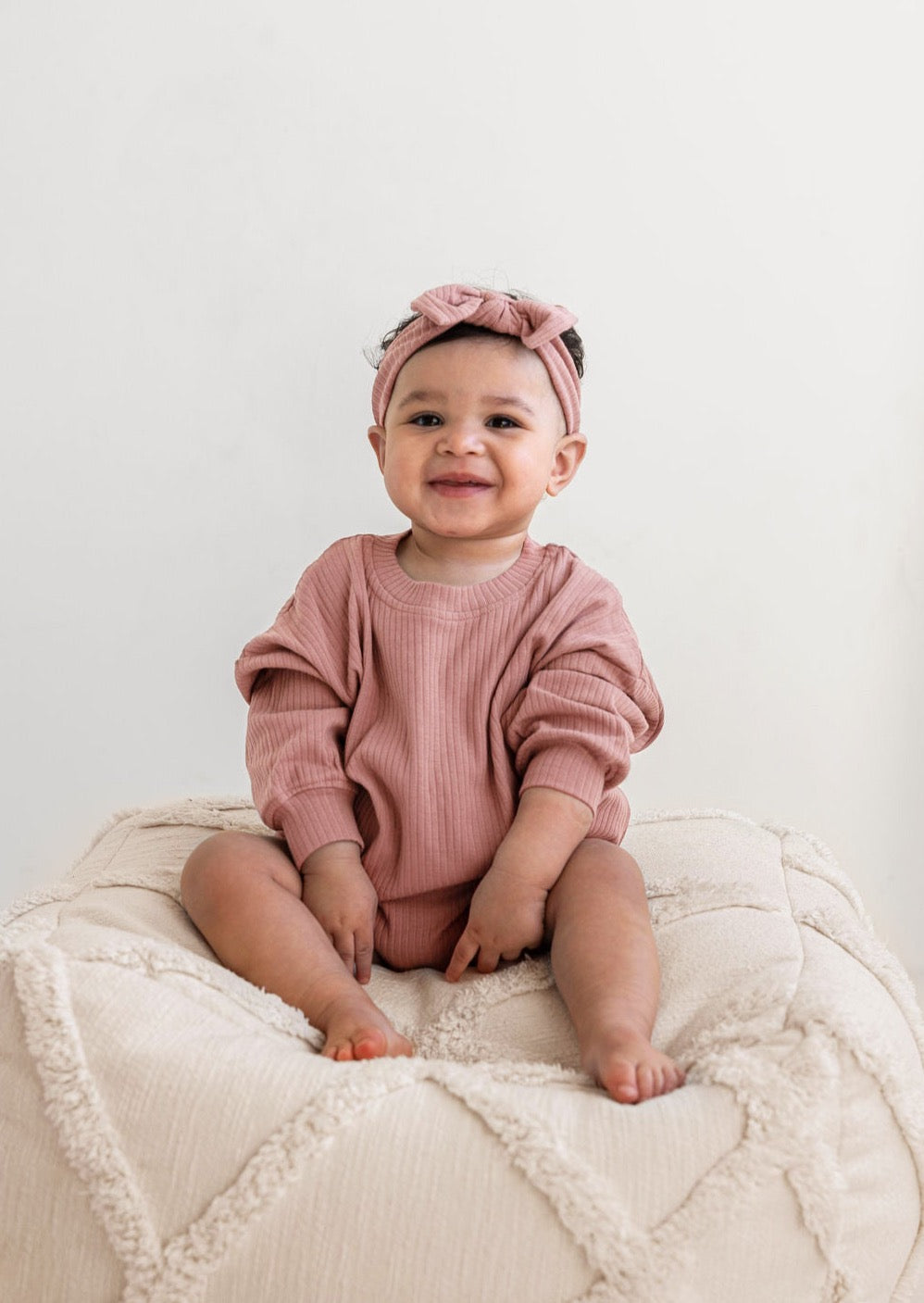 Ribbed Bubble Romper | Vintage Rose - Mila & Co.