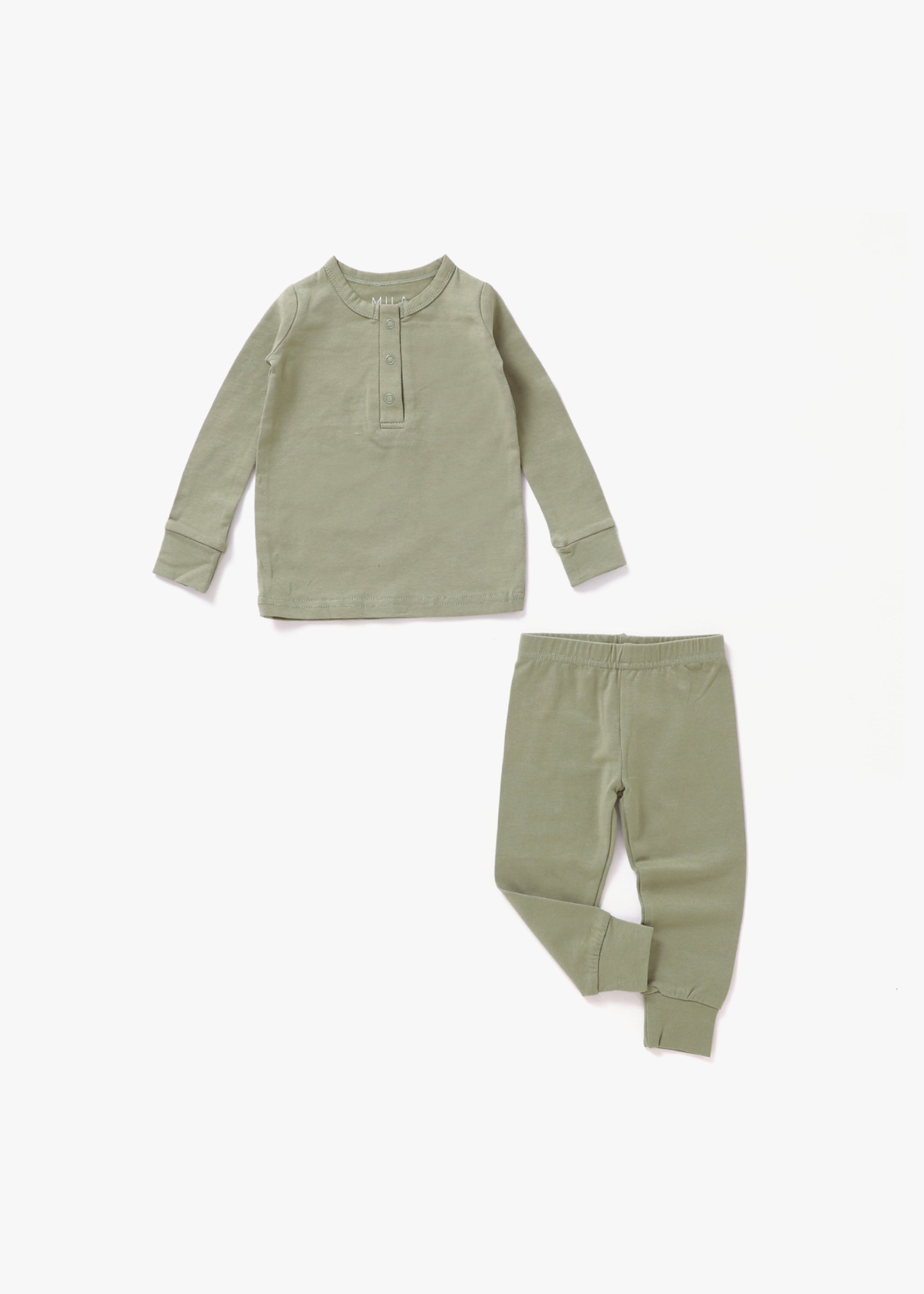 Long Sleeve Henley Set | Moss - Mila & Co.