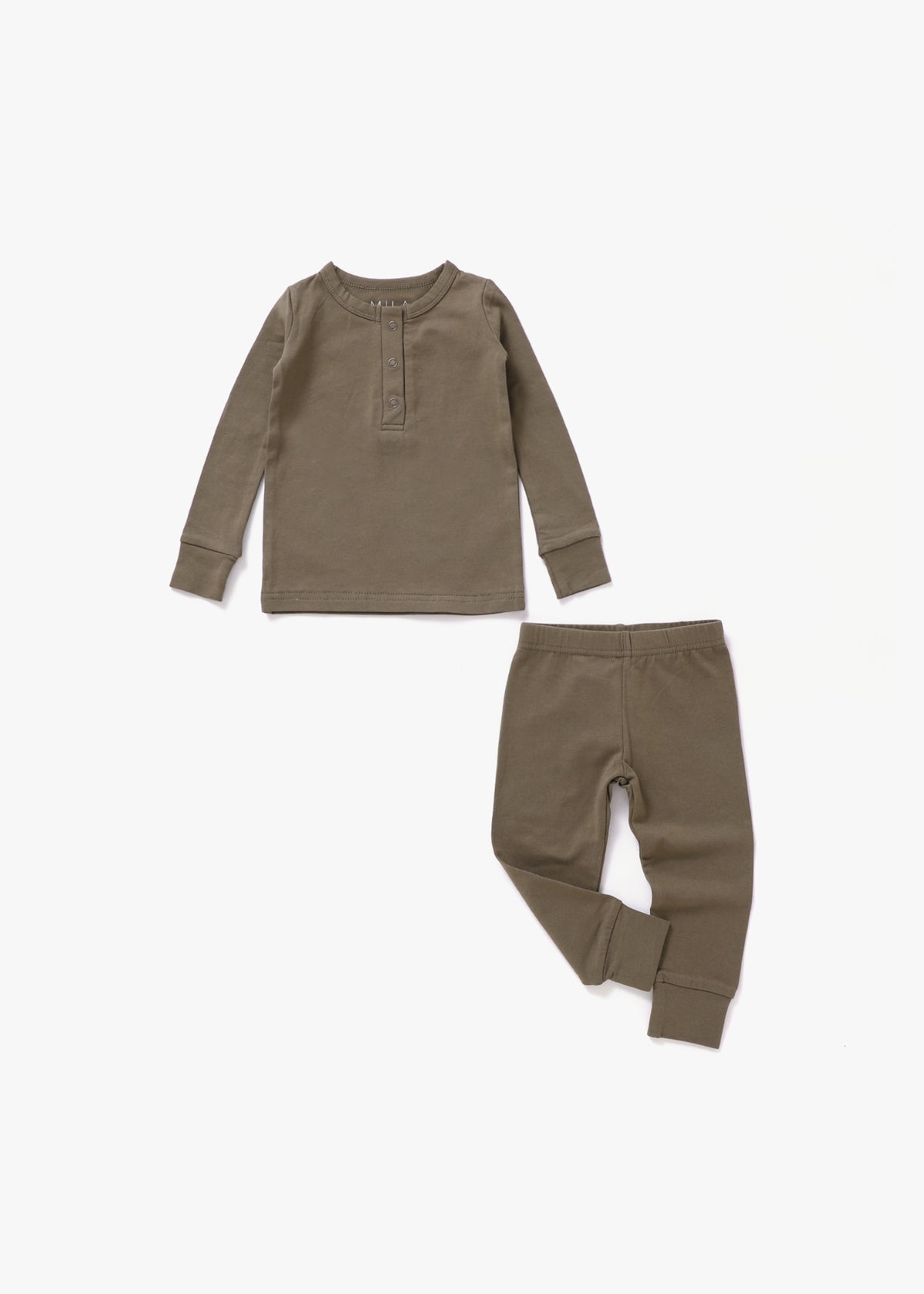 Long Sleeve Henley Set | Walnut - Mila & Co.