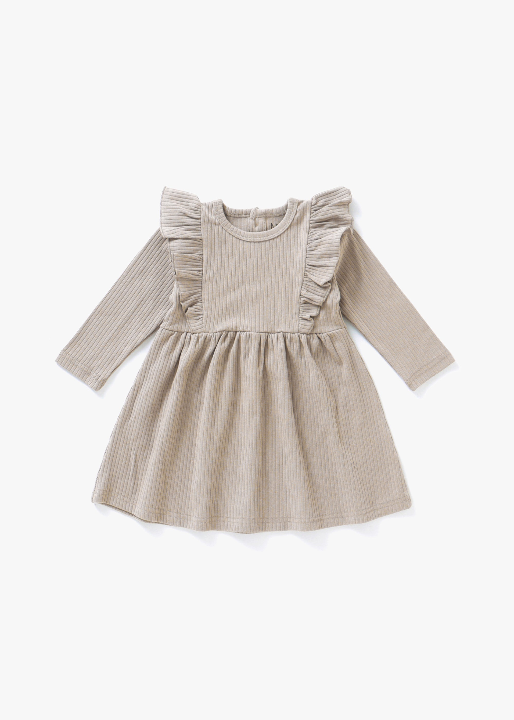 Ribbed Flutter Dress | Mushroom - Mila & Co.