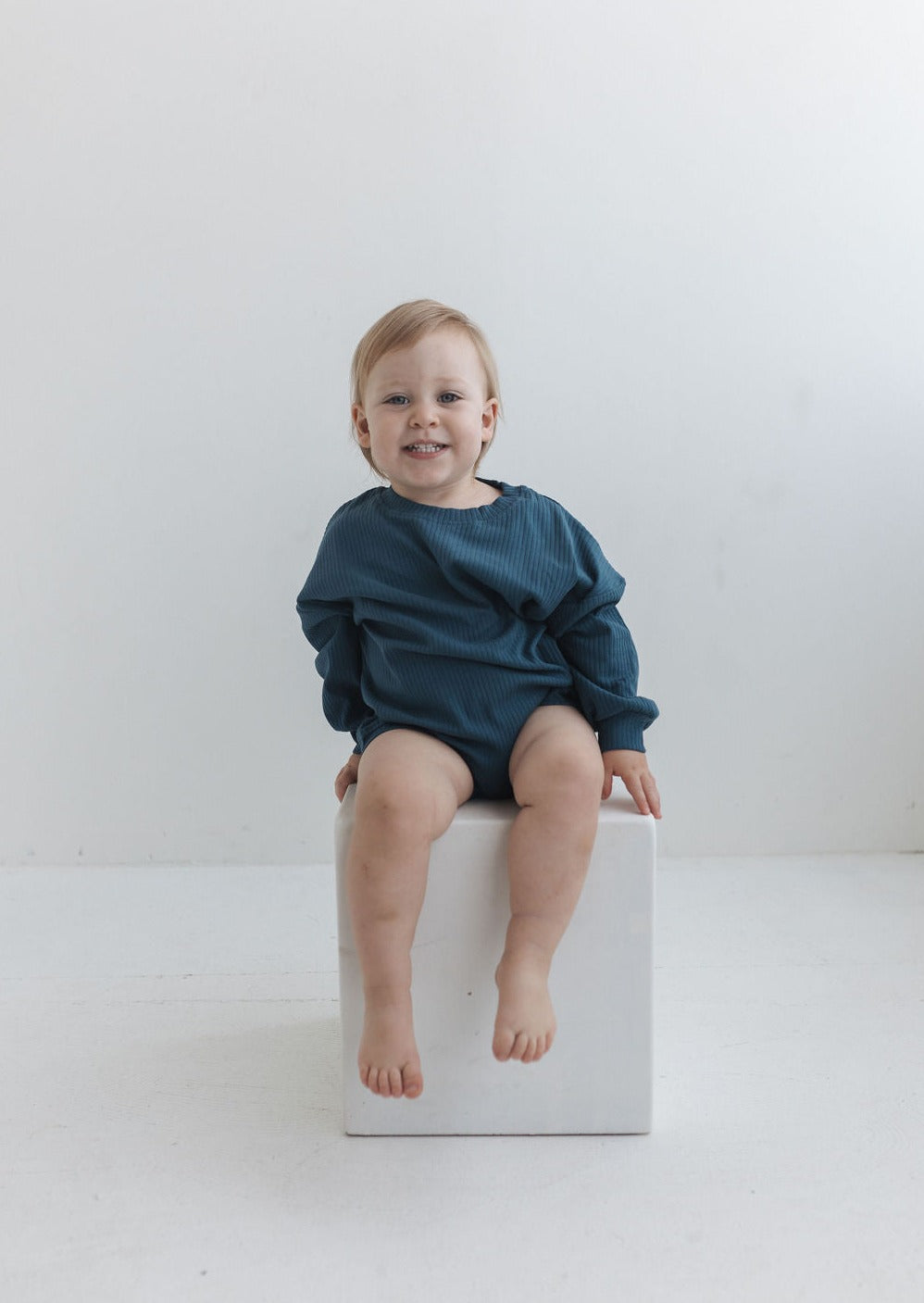 Ribbed Bubble Romper | Navy - Mila & Co.