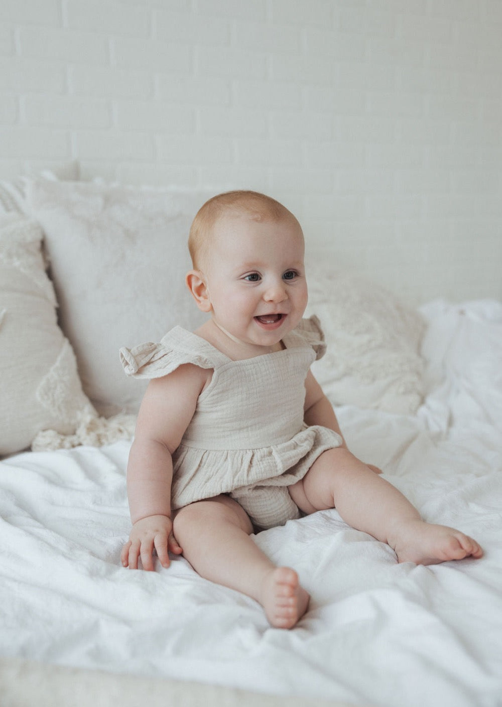 Flutter Bubble Romper | Oatmeal - Mila & Co.