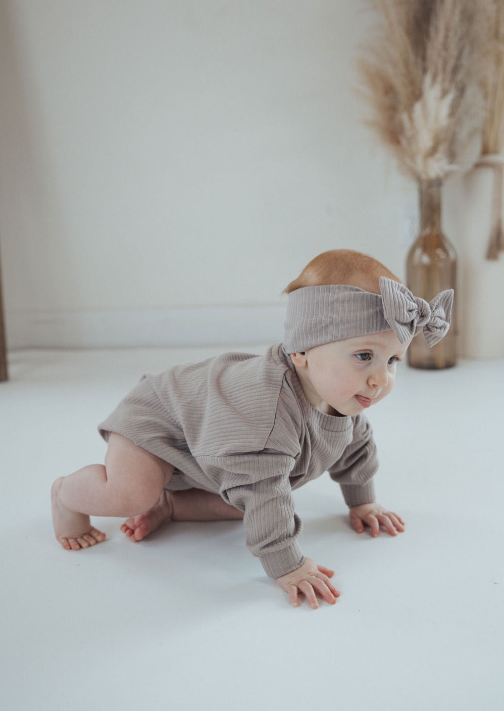 Ribbed Bubble Romper | Mushroom - Mila & Co.