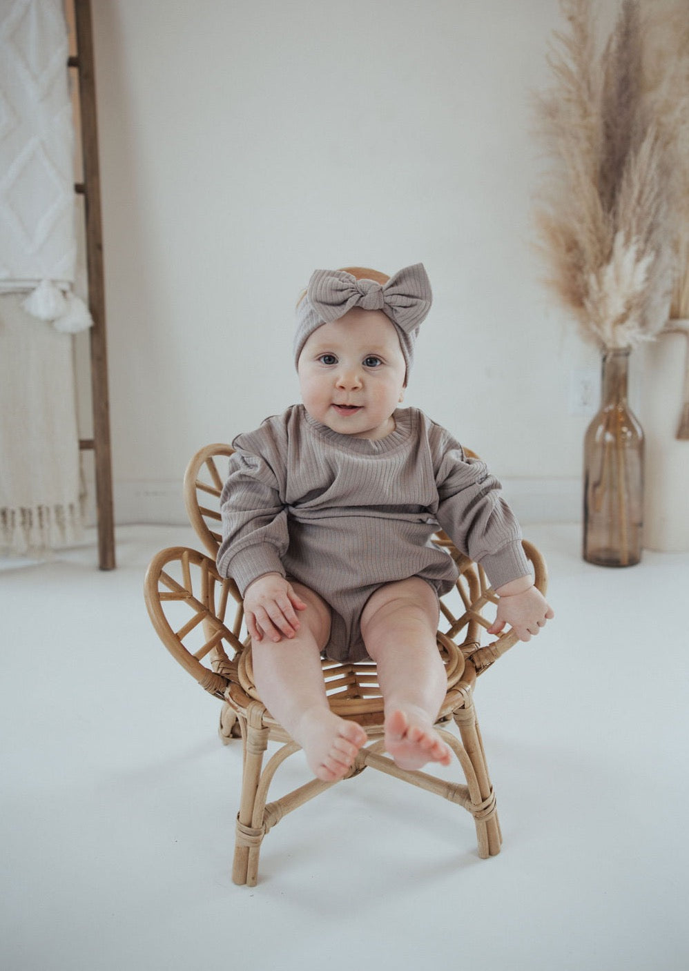 Ribbed Bubble Romper | Mushroom - Mila & Co.