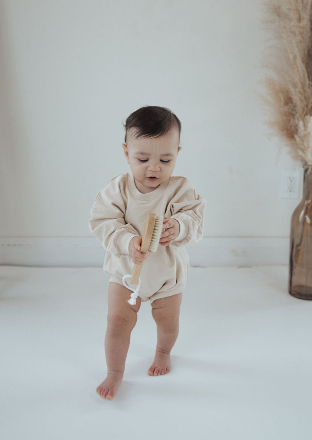 Sweatshirt Bubble Romper | Cream - Mila & Co.