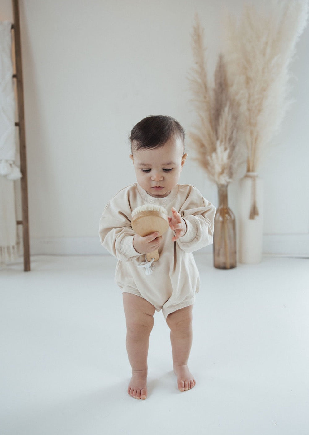 Sweatshirt Bubble Romper | Cream - Mila & Co.